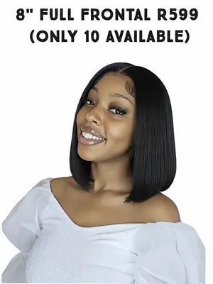 8" straight full frontal wig