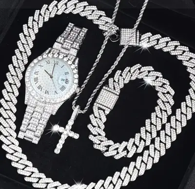 iced-out jewelry set 5pcs