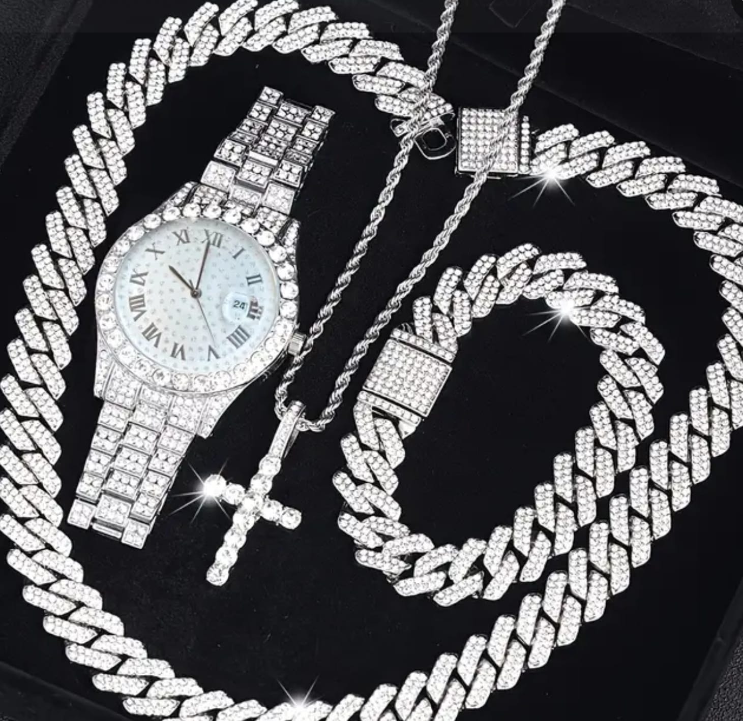 iced-out jewelry set 5pcs
