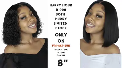 Combo 8" straight + 8" waterwave wigs