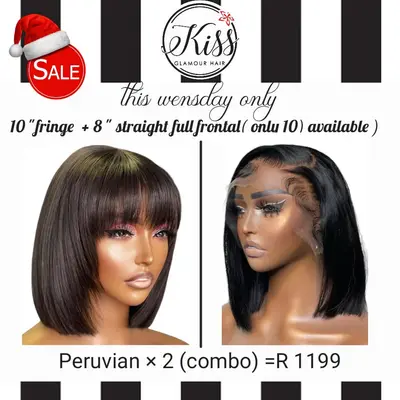 Combo 10" fringe + full frome bob wig