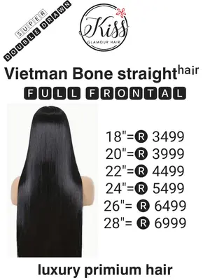 Vietnam super double drawn bonestraight wig