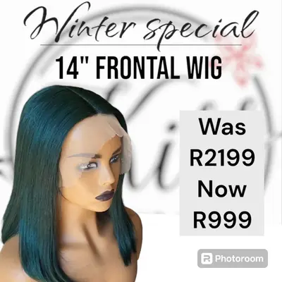 Royal green full frontal wig 14"( while stock last