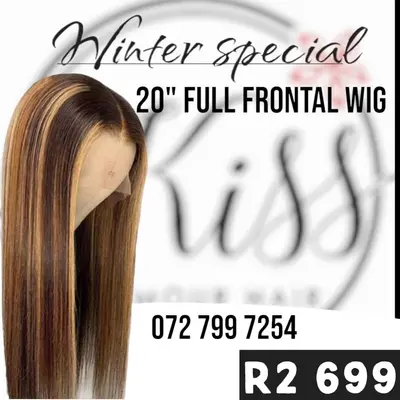 20" piano full frontal wig
