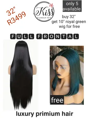 Buy 32" full frontal and get free 14" royal green wig